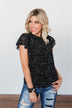 Give It A Go Ruffle Sleeve Top- Black & Ivory