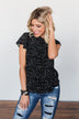 Give It A Go Ruffle Sleeve Top- Black & Ivory