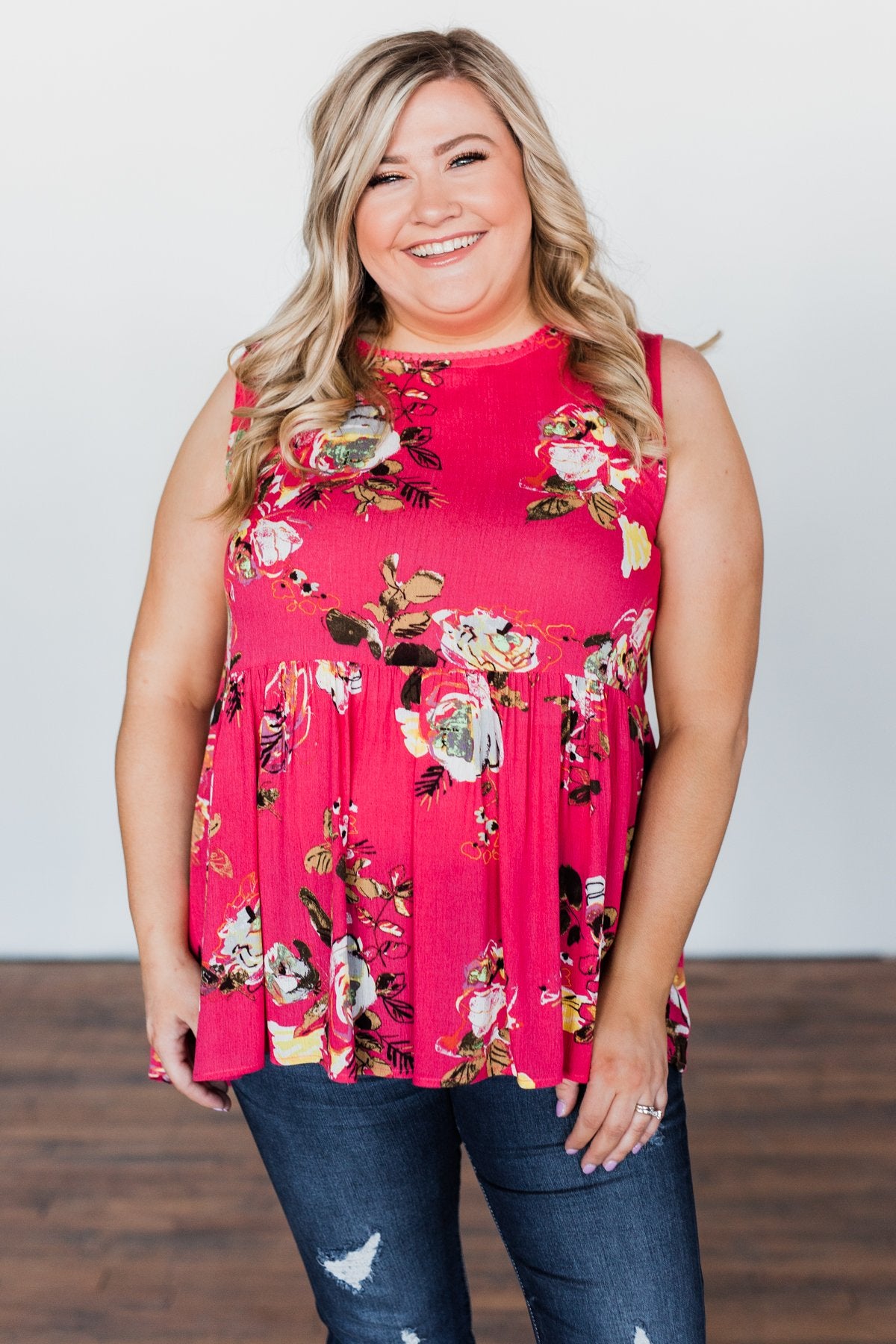 Tale Of Time Floral Babydoll Tank Top- Coral