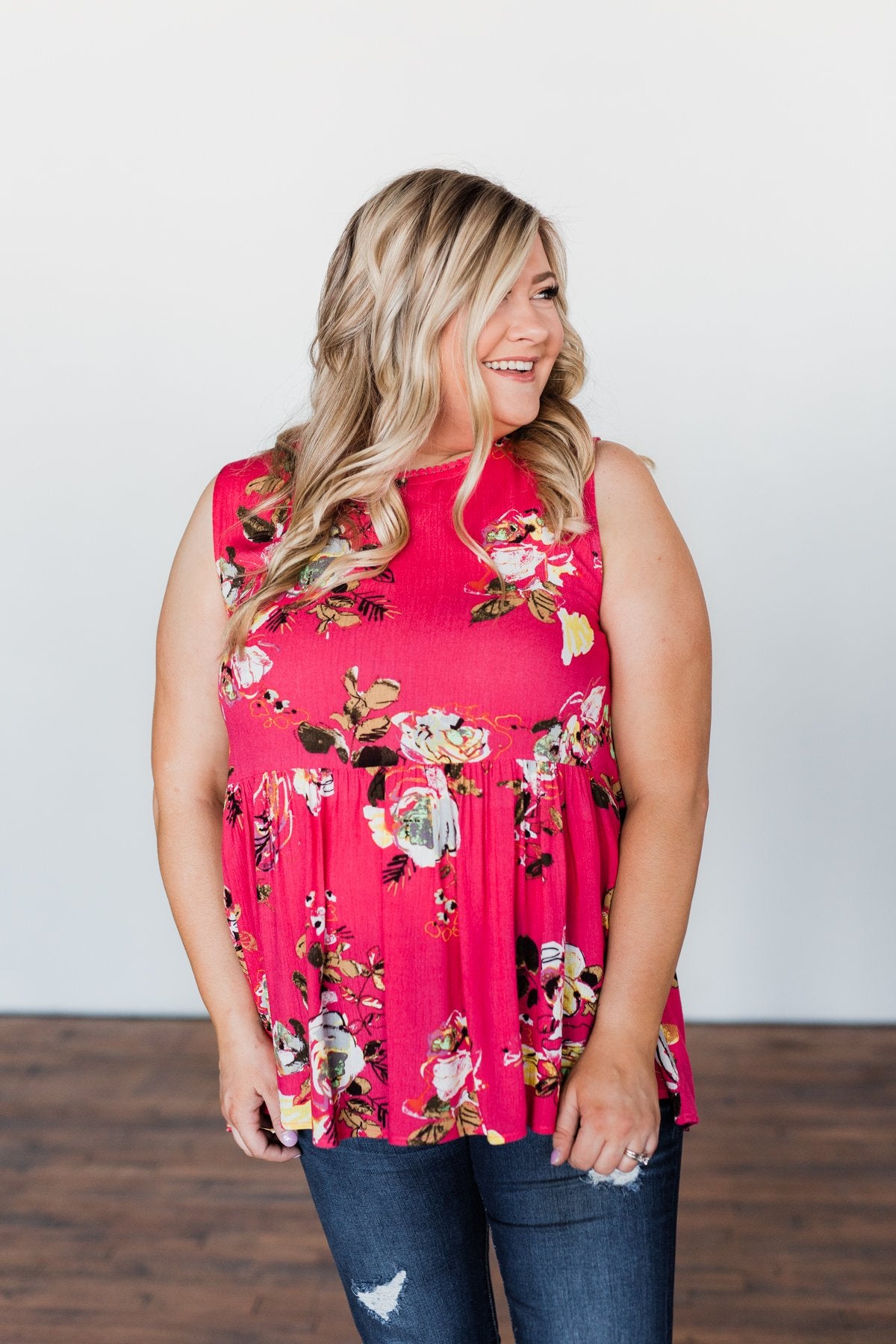 Tale Of Time Floral Babydoll Tank Top- Coral