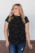 Give It A Go Ruffle Sleeve Top- Black & Ivory