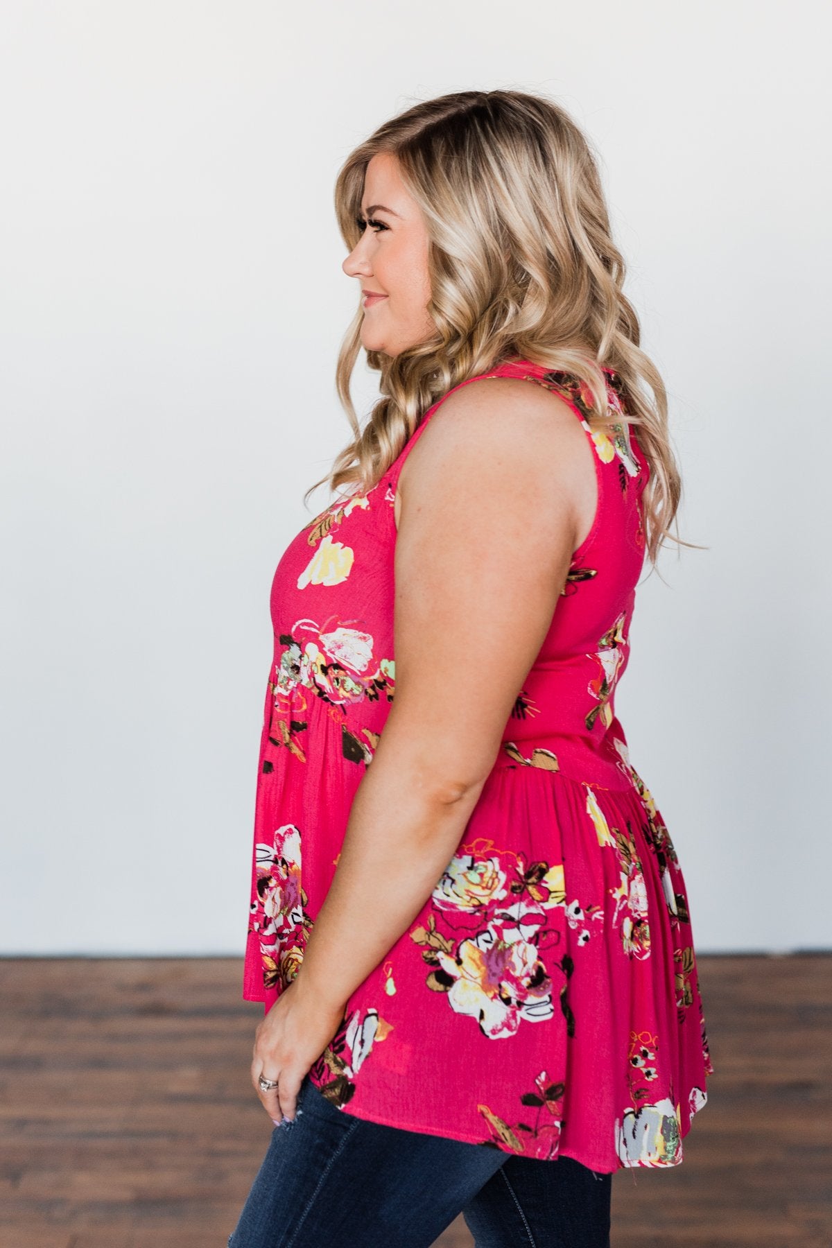 Tale Of Time Floral Babydoll Tank Top- Coral