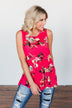 Tale Of Time Floral Babydoll Tank Top- Coral