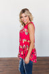 Tale Of Time Floral Babydoll Tank Top- Coral