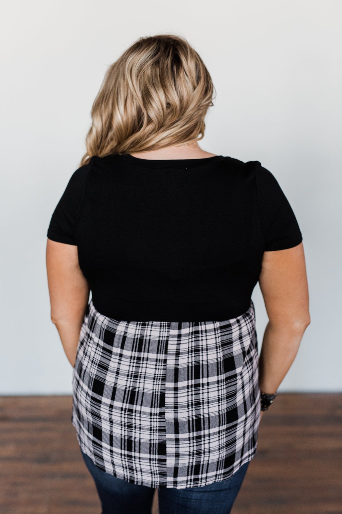 Let Me Tell You Plaid BabyDoll Top- Black