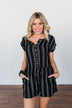 Remember These Moments Button Romper- Black