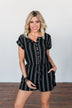Remember These Moments Button Romper- Black