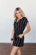 Remember These Moments Button Romper- Black
