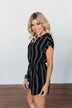 Remember These Moments Button Romper- Black