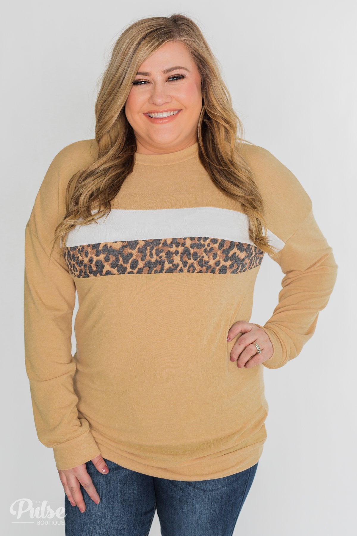 Leap into Leopard Long Sleeve Top - Faded Yellow
