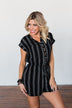 Remember These Moments Button Romper- Black