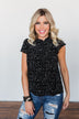 Give It A Go Ruffle Sleeve Top- Black & Ivory