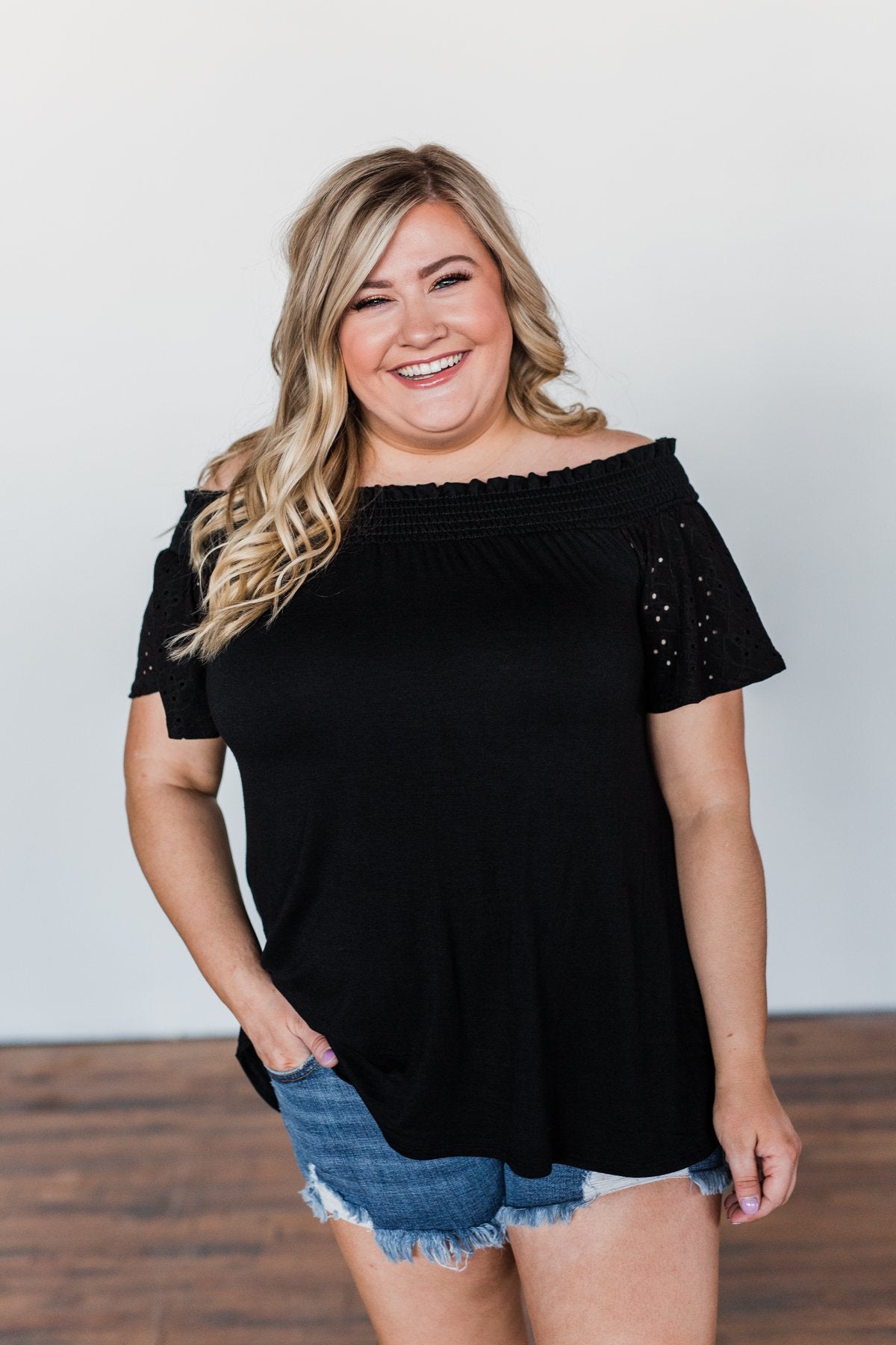 Share Your Dreams Off The Shoulder Top- Black