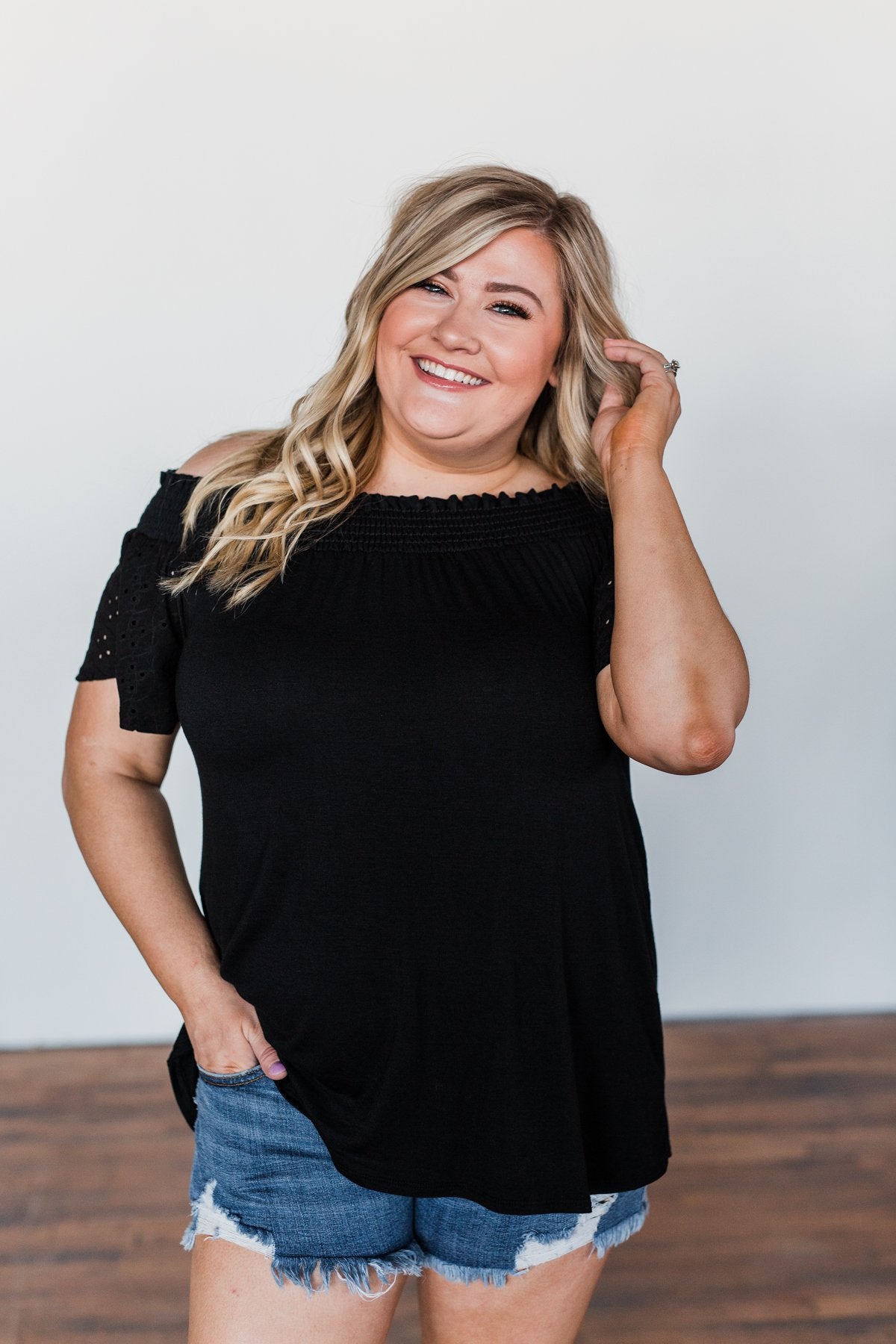 Share Your Dreams Off The Shoulder Top- Black