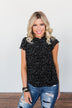 Give It A Go Ruffle Sleeve Top- Black & Ivory