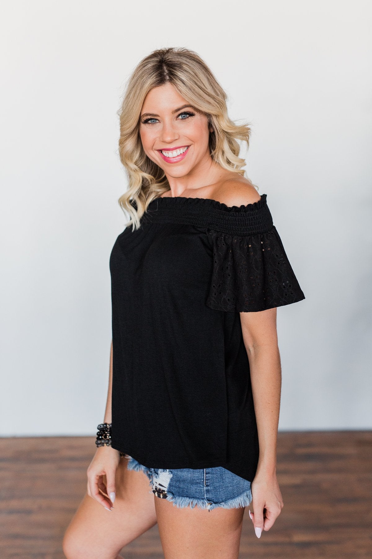 Share Your Dreams Off The Shoulder Top- Black
