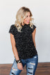 Give It A Go Ruffle Sleeve Top- Black & Ivory