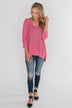Stand Out Anywhere V-Neck Sweater - Hot Pink