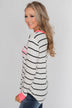 Love in My Heart Striped Top - Ivory & Bright Pink