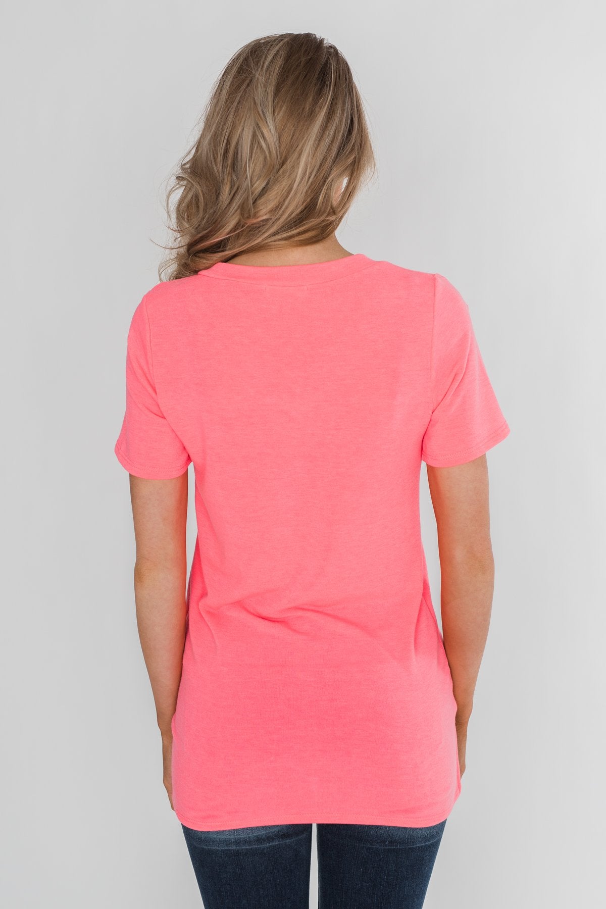 Hint of Leopard Short Sleeve Top - Bright Pink
