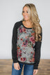 Quilted Romance Floral Top ~ Charcoal