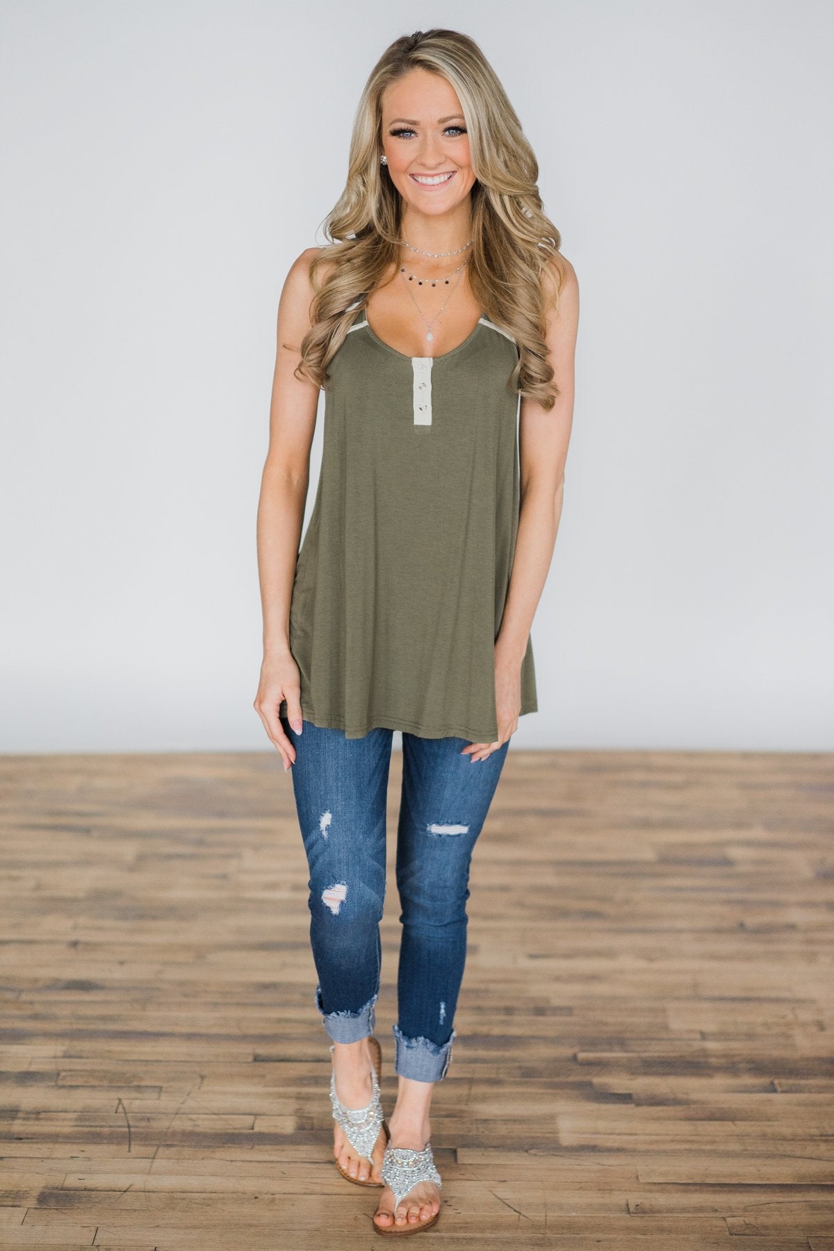 I Run to You Olive Tank Top