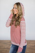 Looking Pretty Striped Hoodie ~ Mauve