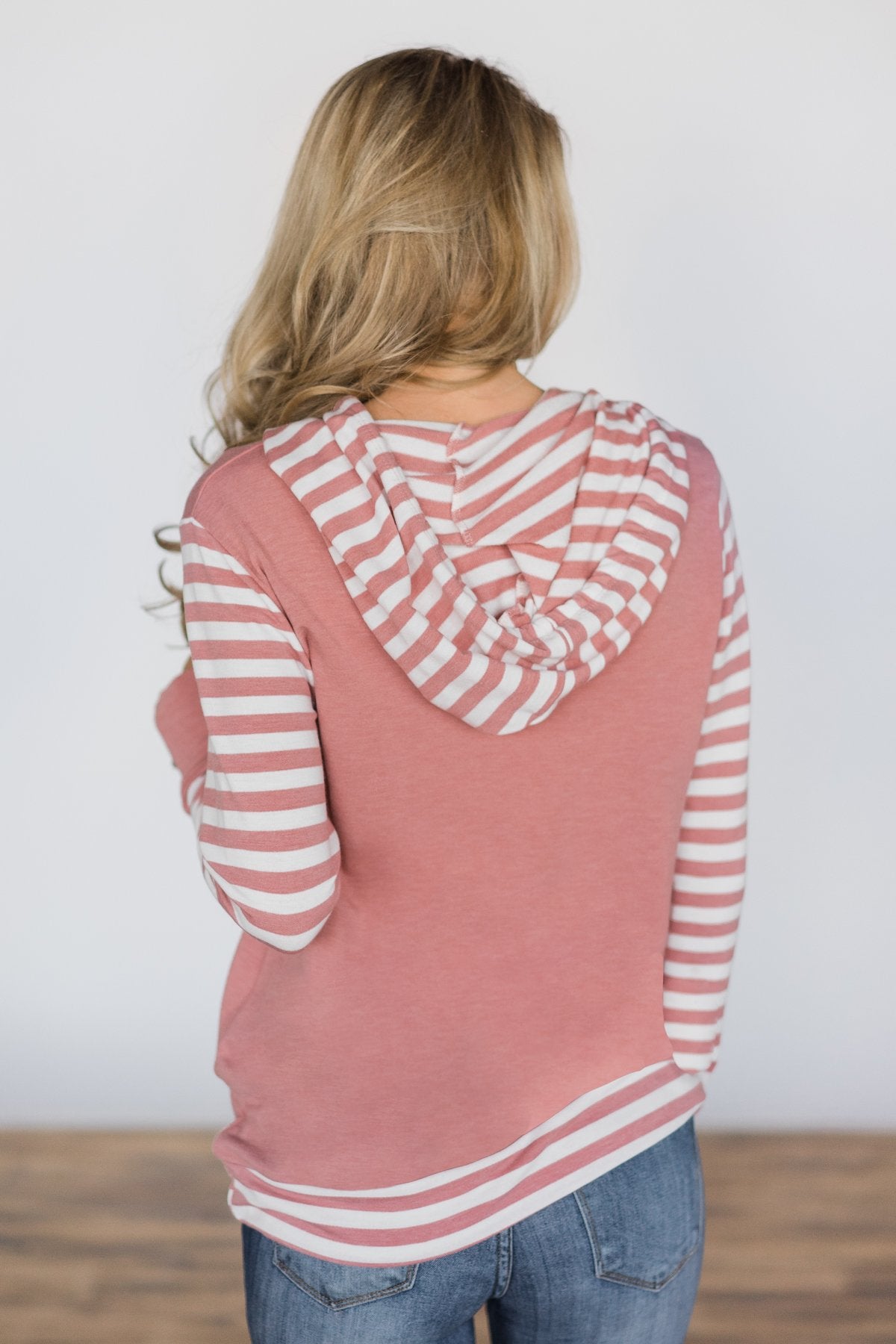 Looking Pretty Striped Hoodie ~ Mauve