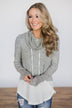 My Favorite Cowl Neck Top ~ Grey & White