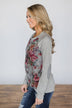 Quilted Romance Floral Top ~ Grey