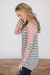 Can't Let You Go ~ Pink & Grey Striped Top