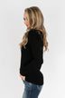 Lace Back 5-Button Henley Top- Black
