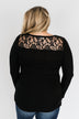 Lace Back 5-Button Henley Top- Black
