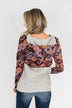 Aztec Quilted Drawstring Hoodie- Grey, Pink, & Purple Tones