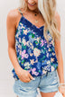Feeling Positive Floral Lace Tank Top- Cobalt Blue