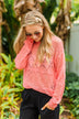 Effortless Smiles Open Knit Sweater- Coral