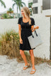 Sincere Smiles Smocked Knit Dress- Black