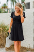 Sincere Smiles Smocked Knit Dress- Black