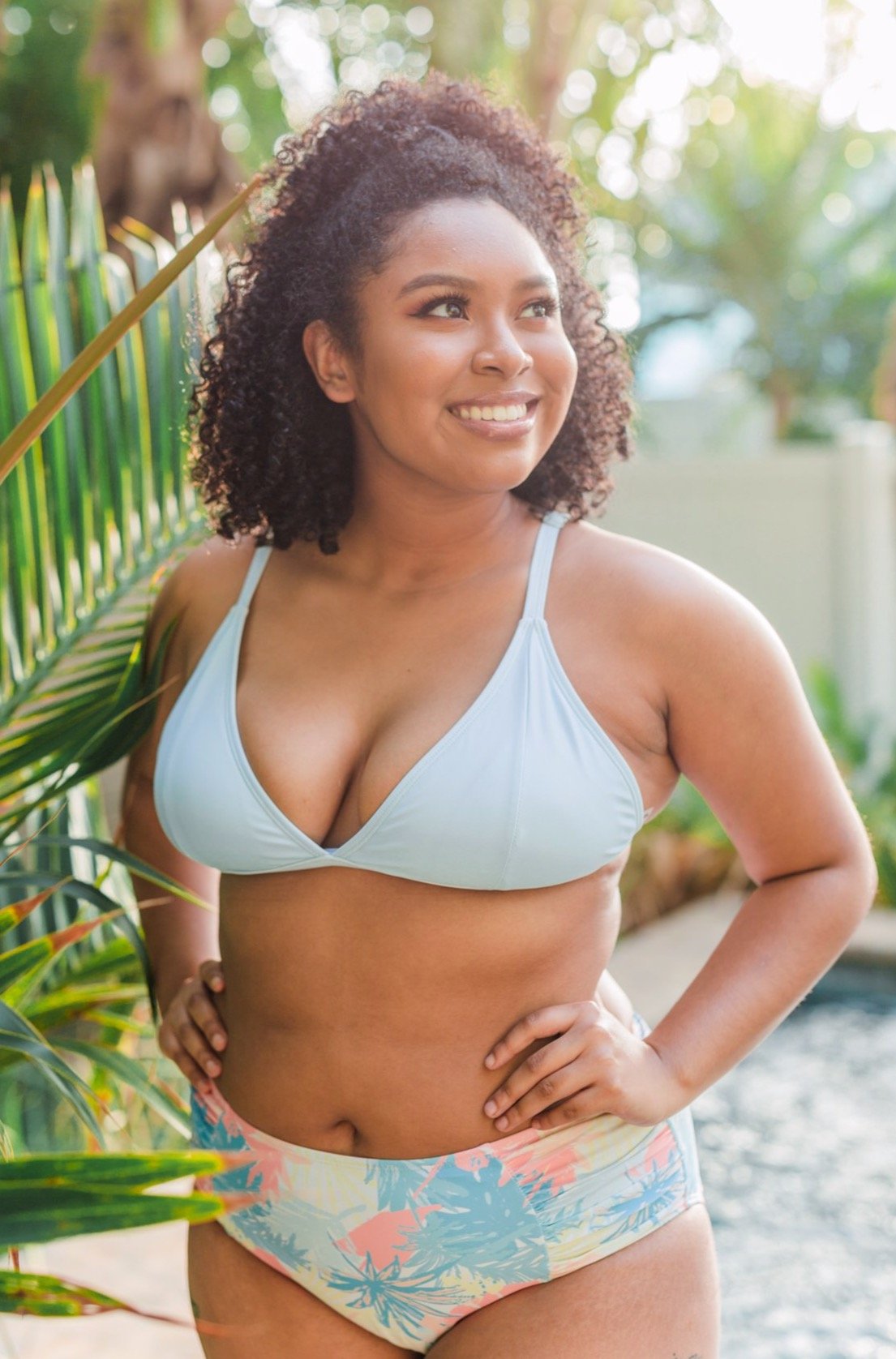 Light blue triangle bikini top online