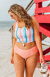 Soul Full Of Sunshine Knot Tankini Top- Striped Multi-Color