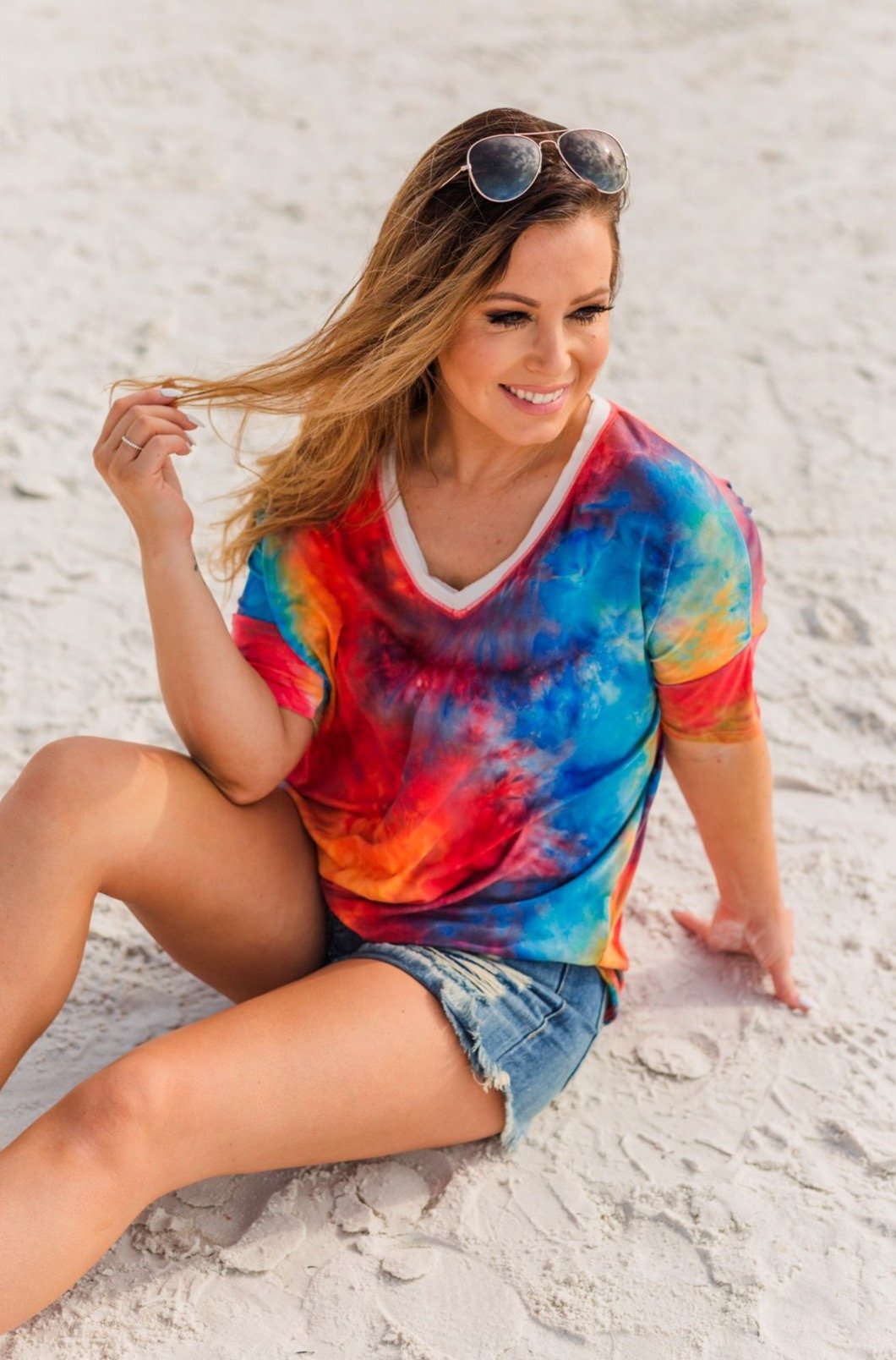 Let Your Light Shine Tie Dye Top- Rainbow