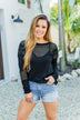 Love Like Crazy Open Knit Sweater- Black