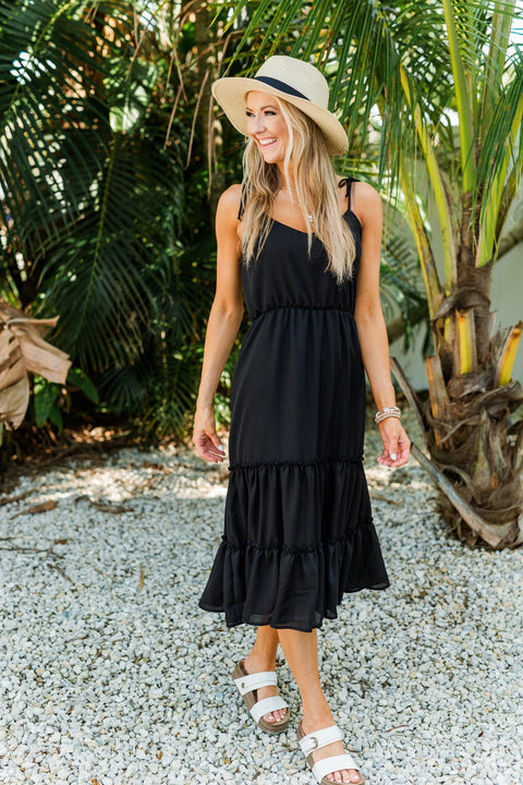 FINDING MY PEACE WOVEN MIDI DRESS