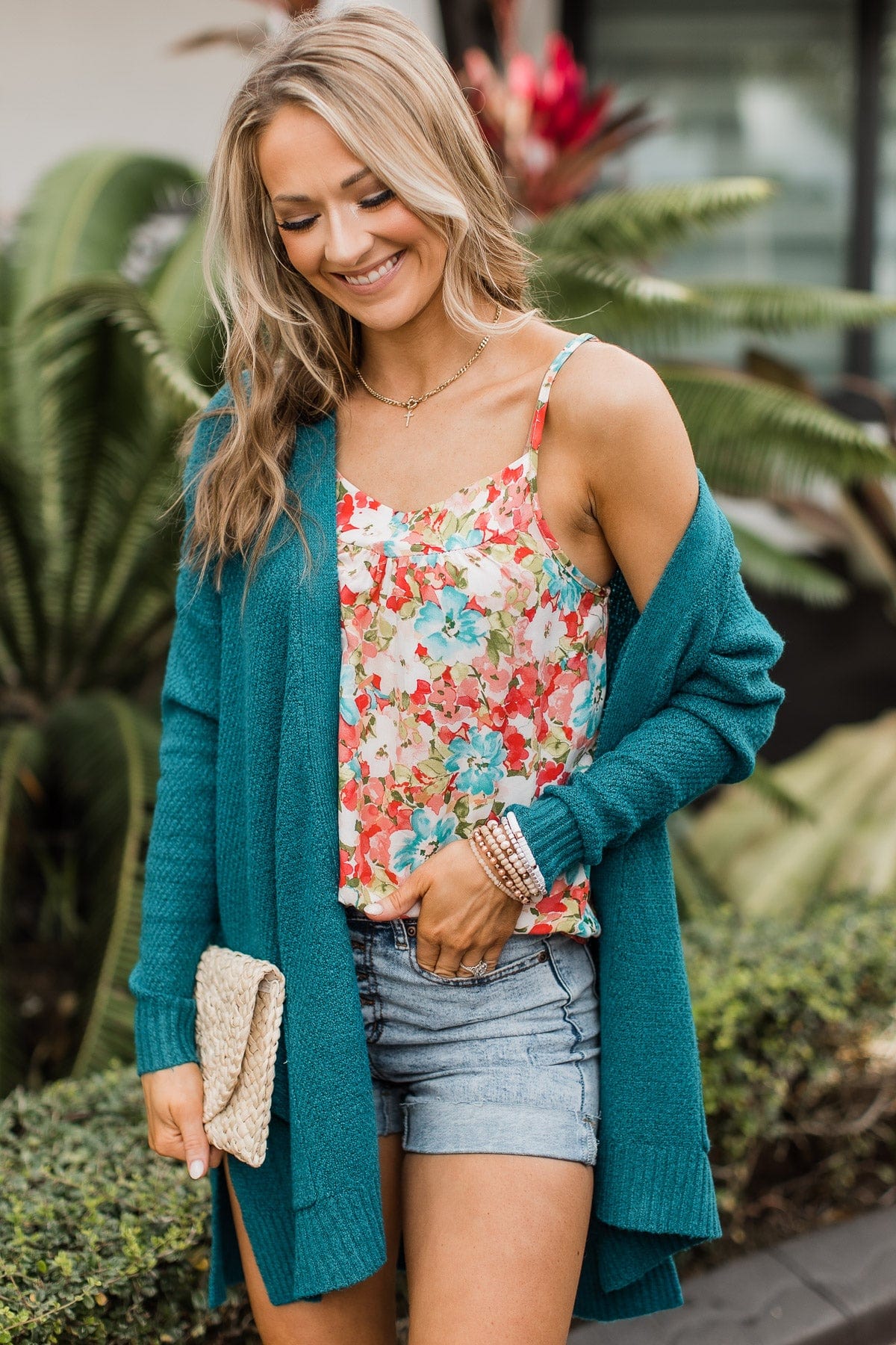 Cozy As Can Be Long Knitted Cardigan- Teal