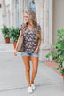 Take Me Away Floral Criss-Cross Top- Navy