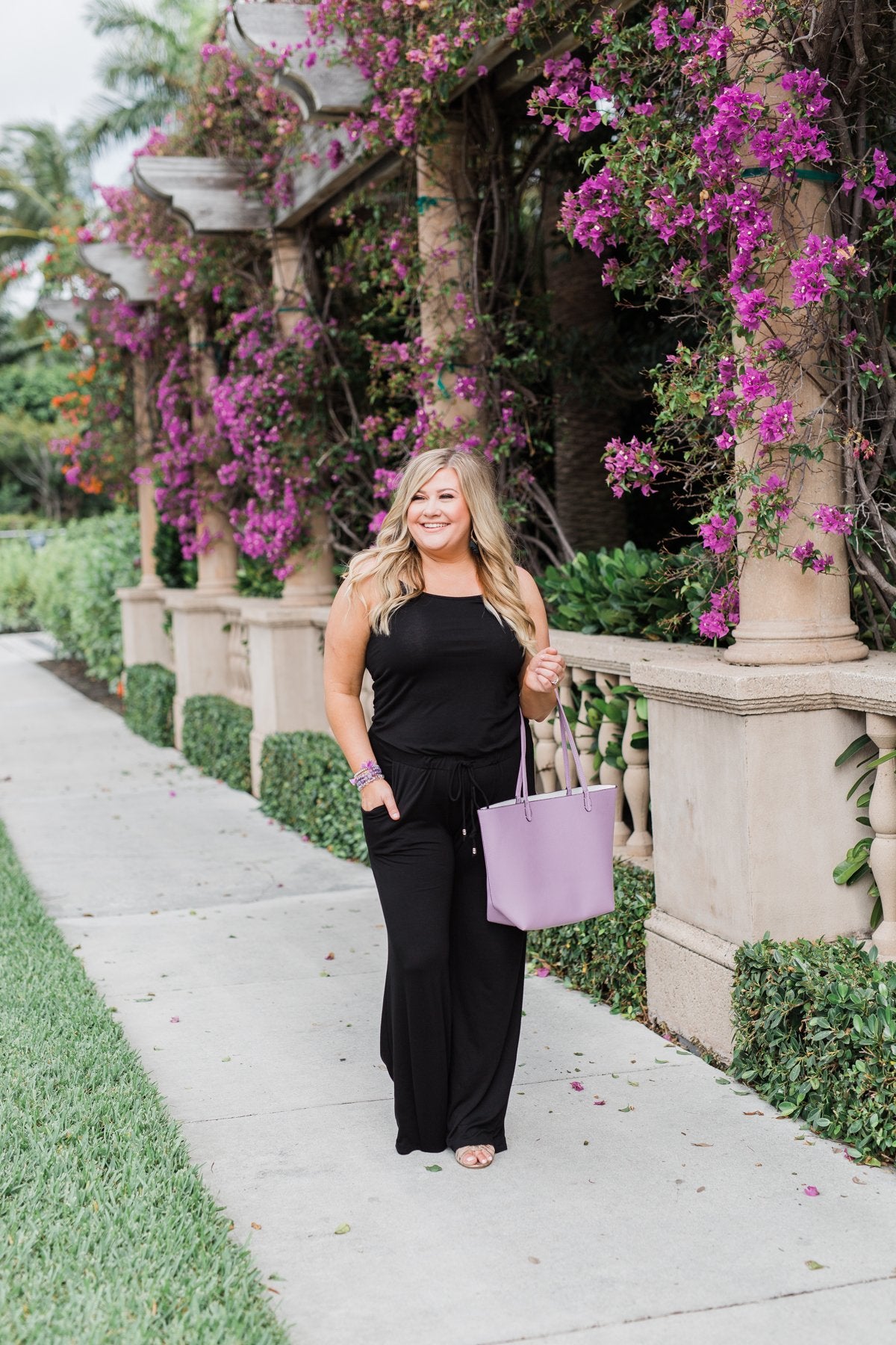Reversible Tote- Lavender/White
