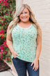 Walk Through The Wildflowers V-Neck Tank Top- Mint Blue
