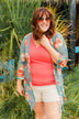 Light Up My Life Notch Tank Top- Deep Coral