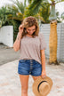 Start My Day Short Sleeve Top- Taupe