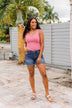 Uplifting Spirits Button Henley Tank Top- Bubblegum Pink